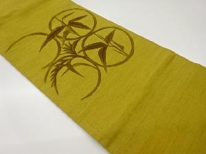 手織り紬丸に葉模様名古屋帯